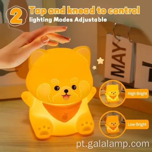 Lâmpada de panda vermelha fofa com recurso de toque recarregável